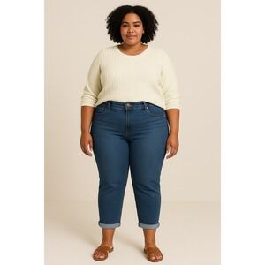 Liverpool Los Angeles The Crop‎ Jeans Women's 18W Blue Denim Cuffed Stretch